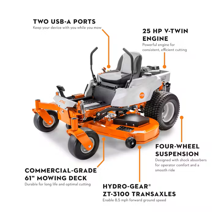 STIHL RZ 261 61" Zero-Turn Riding Lawn Mower – 25 HP V-Twin Engine