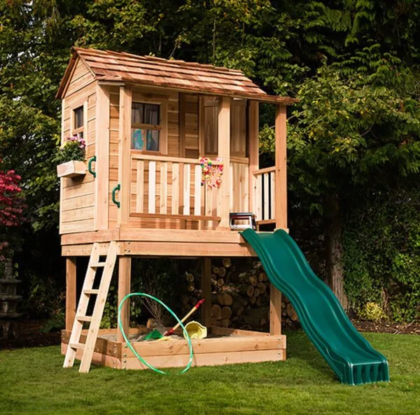 6×6 Little Cedar Playhouse – Western Red Cedar – Kids’ Playhouse & Sandbox Kit