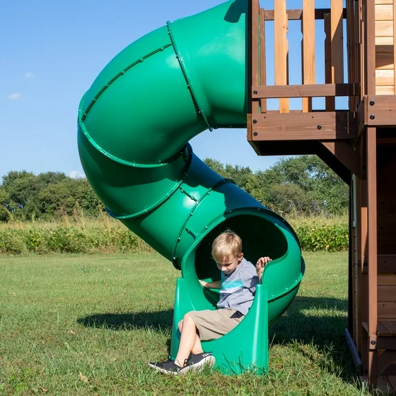 Backyard Discovery Cedar Cove Cedar Wood Swing Set, Slides, Clubhouse, Rock Wall, Grill