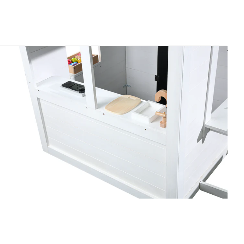 2MamaBees Zahara Wooden Playhouse with Kitchen & Garden Boxes