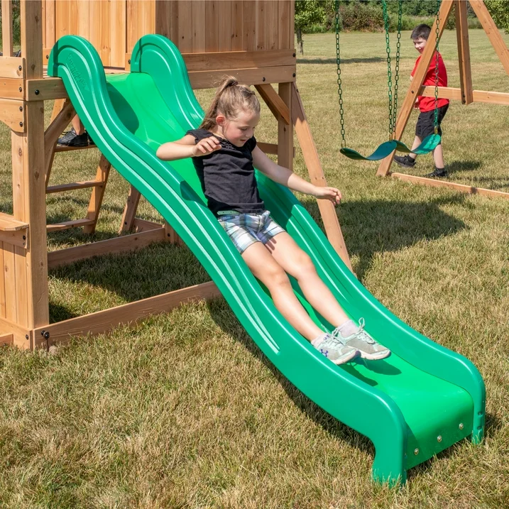 Backyard Discovery Montpelier Cedar Wood Swing Set, Slide, Clubhouse, Monkey Bars