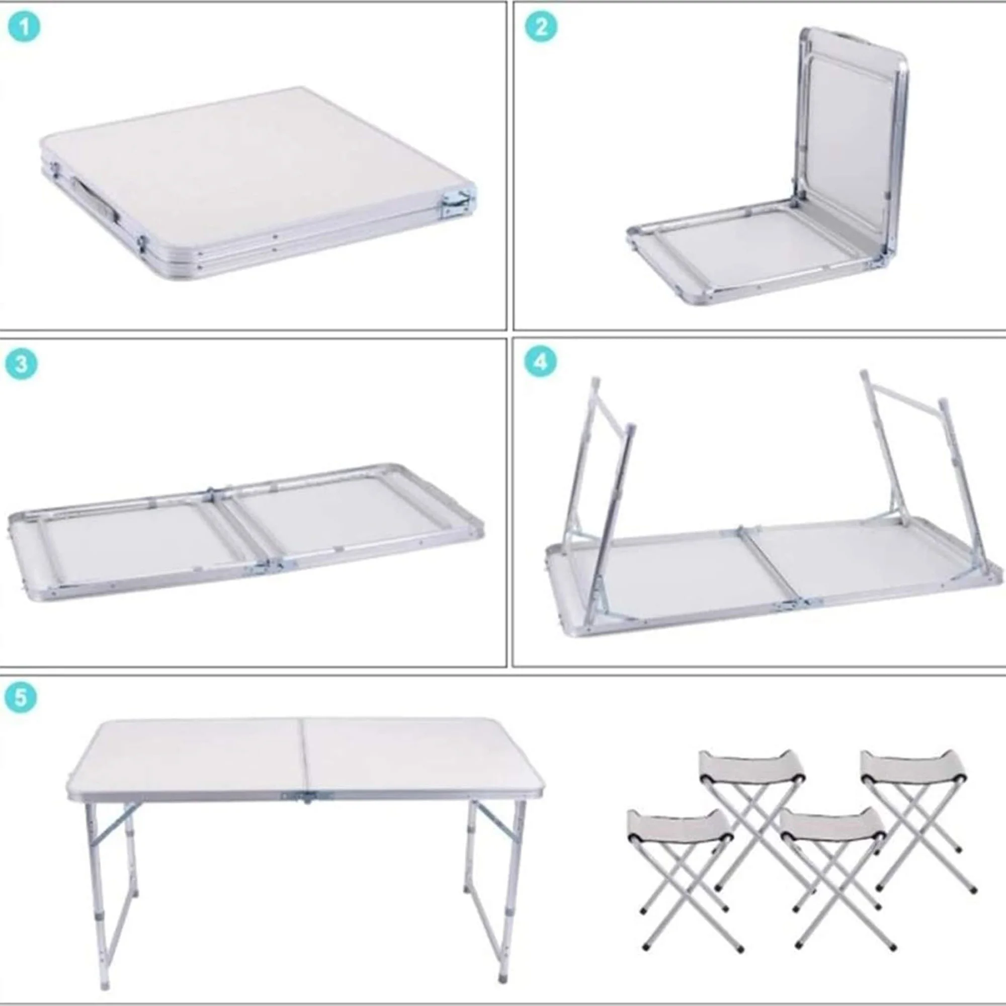 طاولة تخييم قابلة للطي مع كراسي