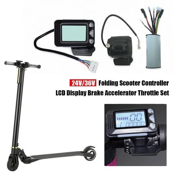 Contrôleur de Scooter Électrique Pliant, 36V/24V ⚡✅ Fibre de carbone et écran LCD 5.5 pouces⚡ Inclut accélérateur de frein et accessoires de vélo électrique🔧 Robuste et facile à installer📦 En