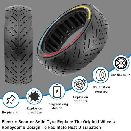 Pneu plein en caoutchouc épaissi (8.5x2.5 ou 8.5x3.0) 💥🛵 Résistant à l'usure, taille 8.5 pouces🔧 Compatible avec trottinette électrique Dualtron Mini