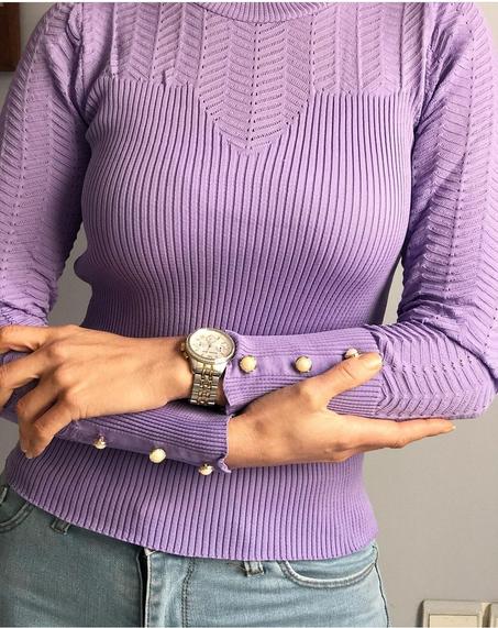 Pull col rond en laine