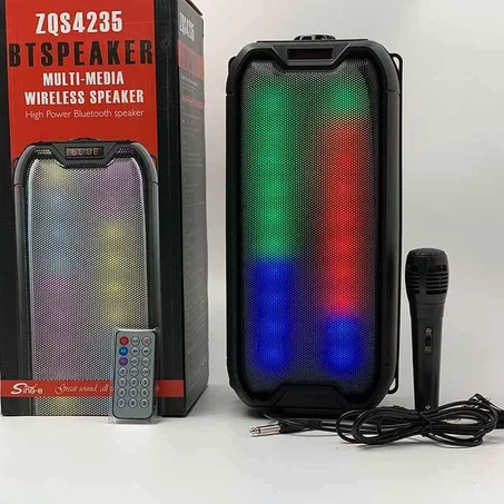 مكبر صوت لاسلكي محمول مع ميكروفون كاريوكي بلوتوث نظام مكبر صوت موسيقى BTSPEAKER ZQS 4235