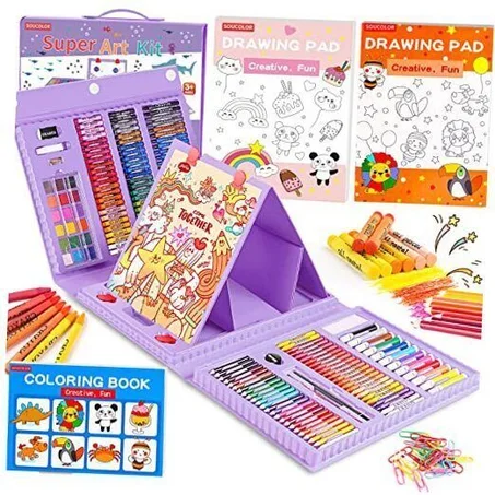 حقيبة الرسم التعليمية للأطفال – 208 قطعة لتنمية الإبداع وإبعاد الأطفال عن الهاتف