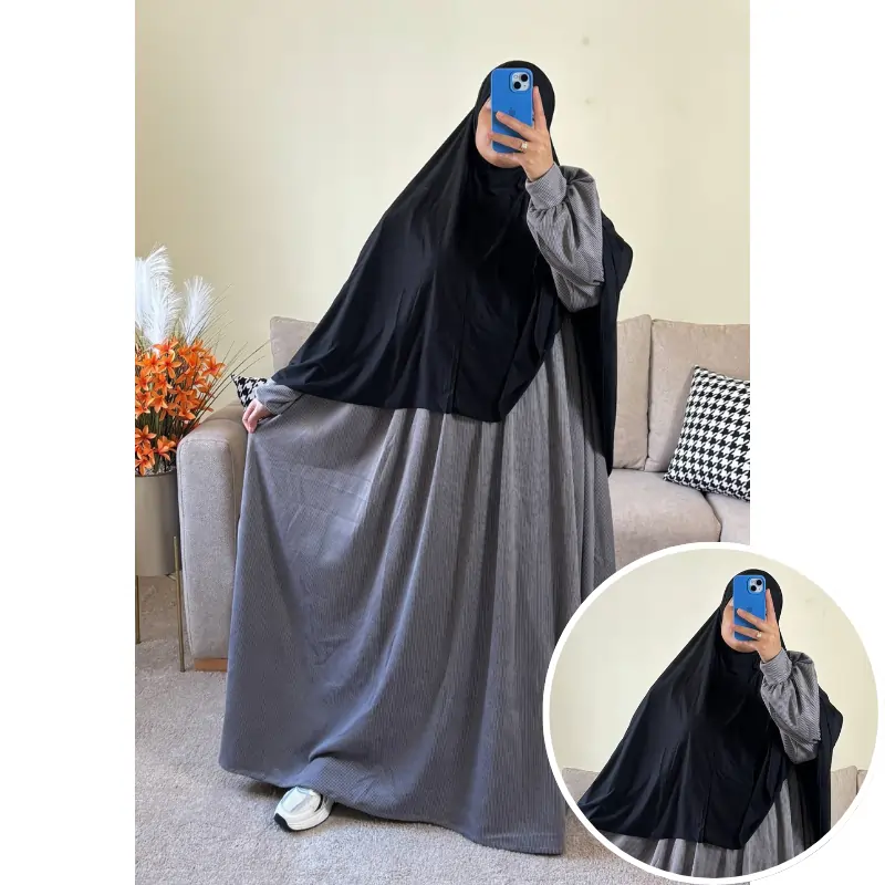 طقم فستان ملك من القطيفة الفاخرة مع حجاب لكرا