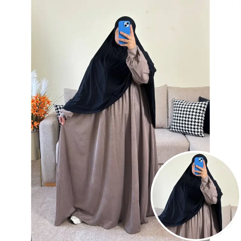 طقم فستان ملك من القطيفة الفاخرة مع حجاب لكرا