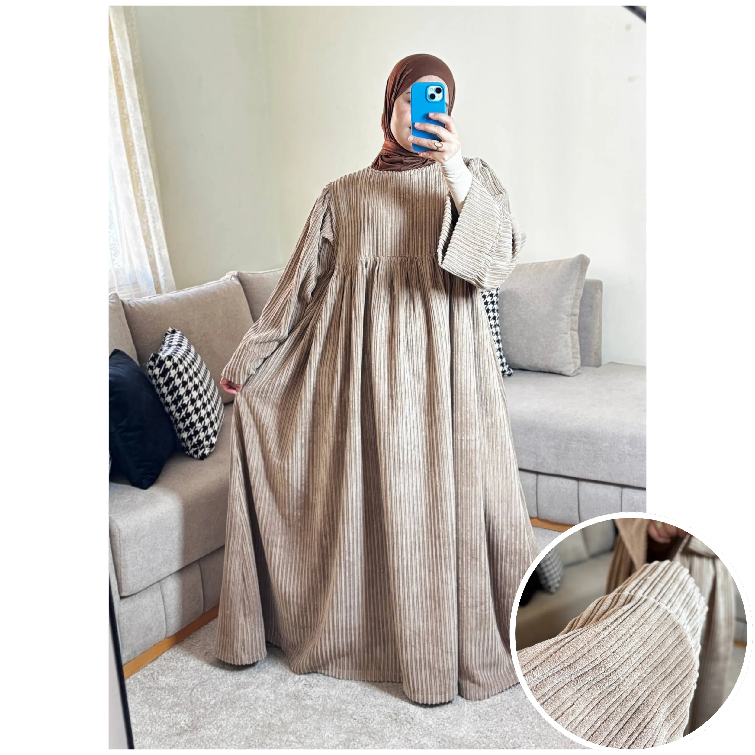 فستان نور بثوب قطيفة الغليضة