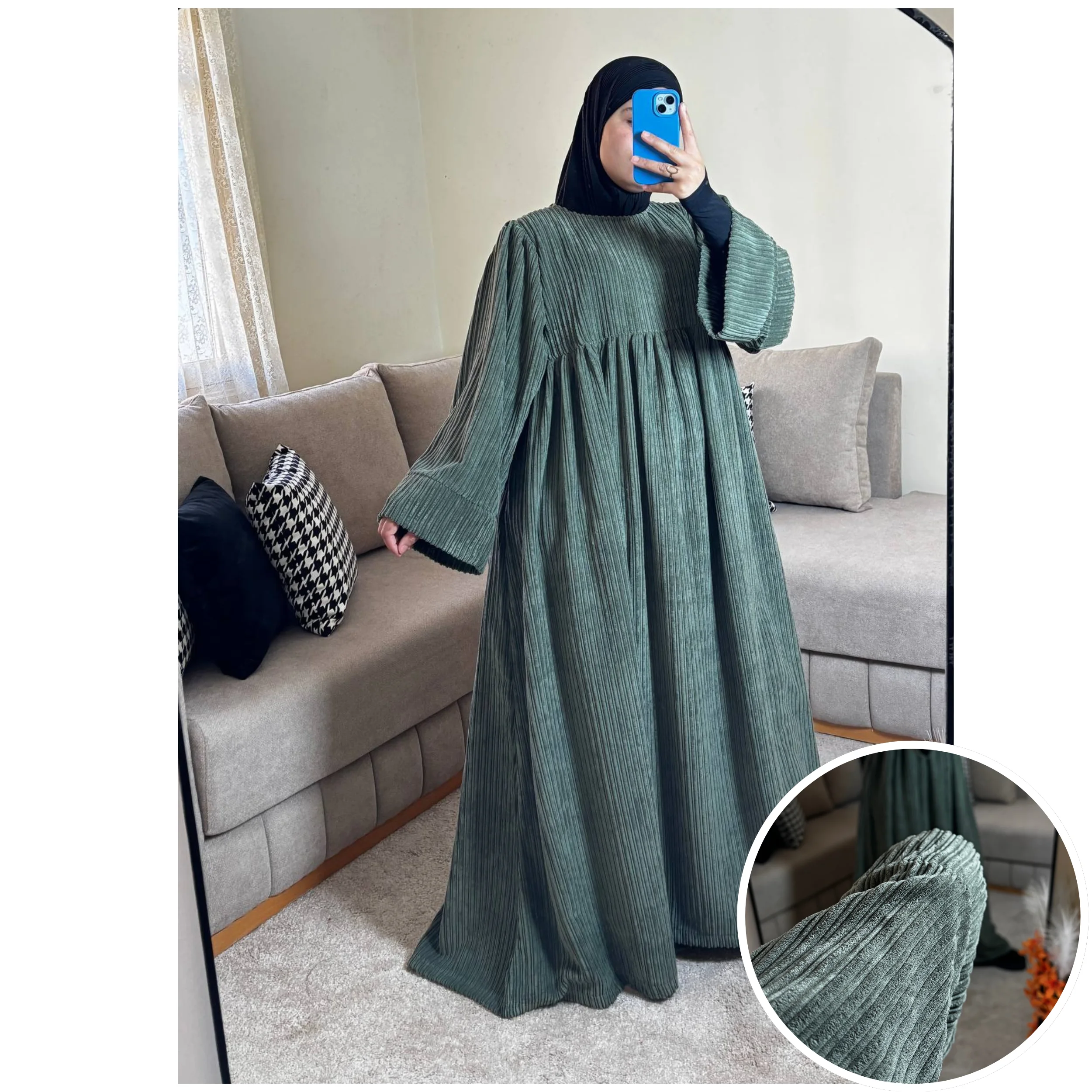 فستان نور بثوب قطيفة الغليضة