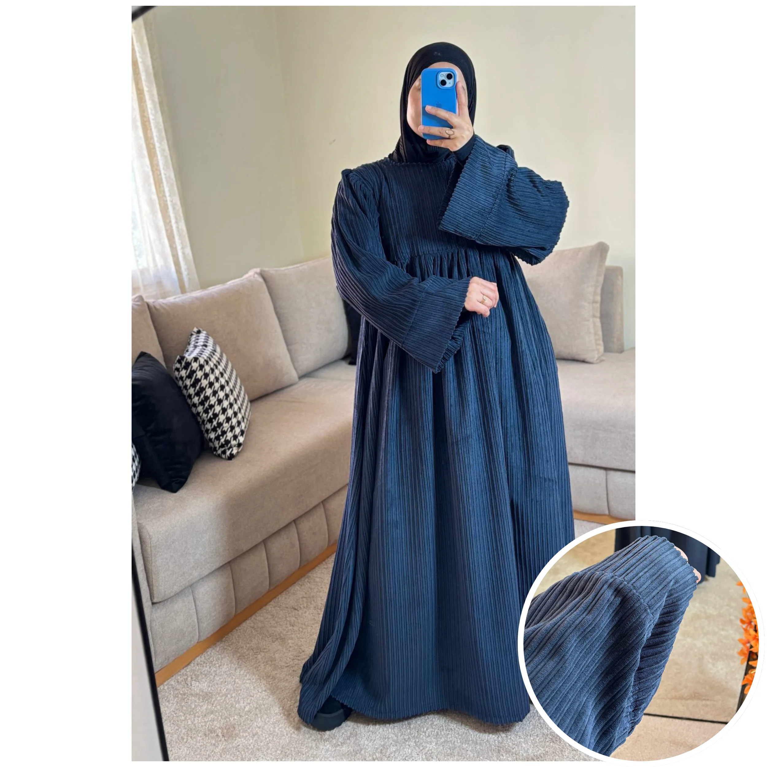 فستان نور بثوب قطيفة الغليضة