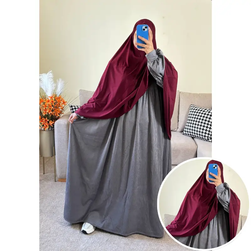 طقم فستان ملك من القطيفة الفاخرة مع حجاب لكرا