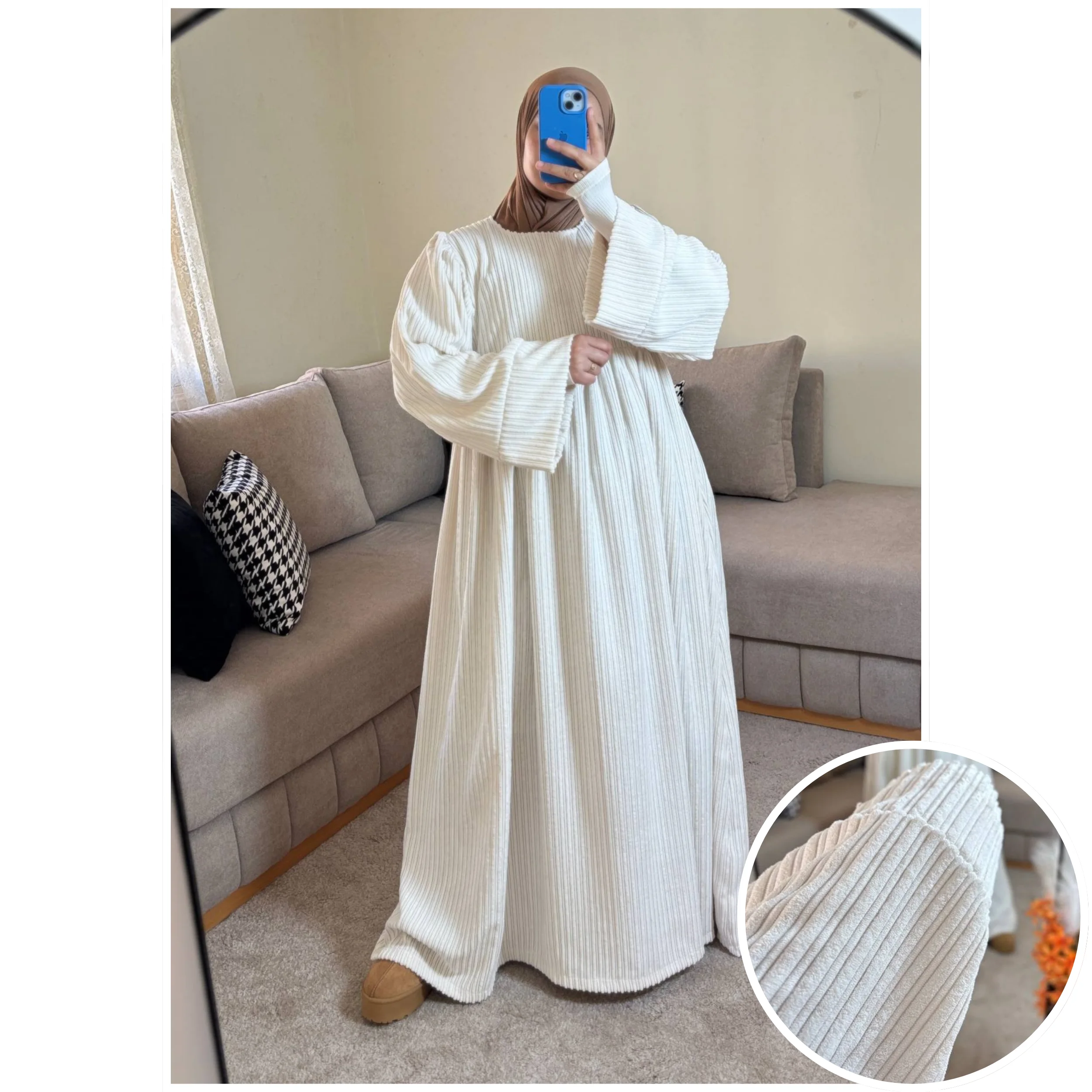 فستان نور بثوب قطيفة الغليضة