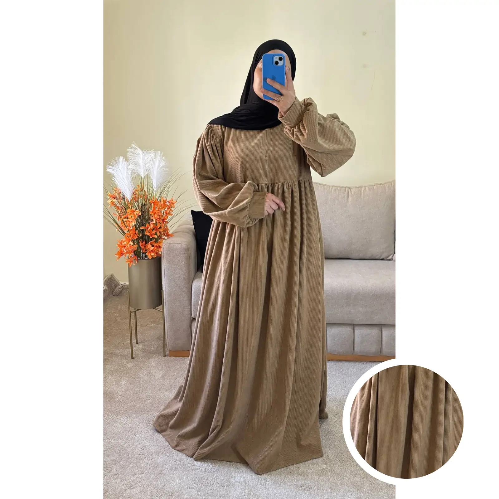 فستان ملك المصنوع من ثوب قطيفة الفاخر وناعم الملمس