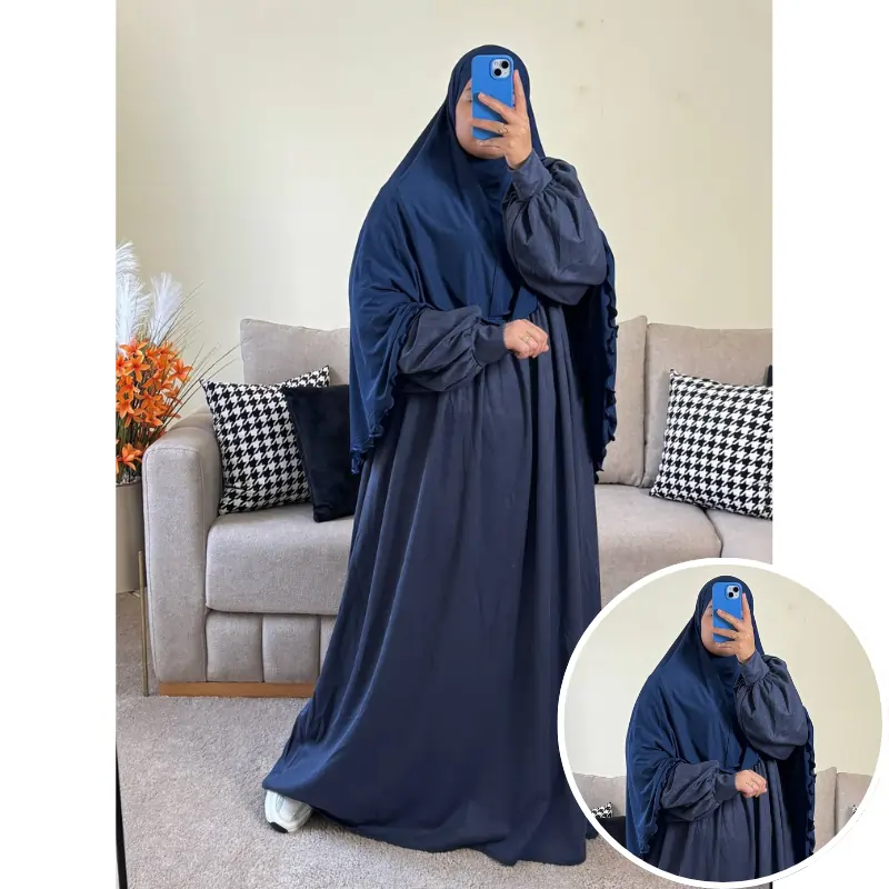 طقم فستان ملك من القطيفة الفاخرة مع حجاب لكرا