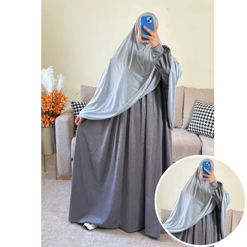 طقم فستان ملك من القطيفة الفاخرة مع حجاب لكرا