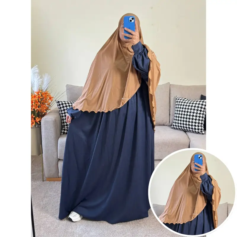 طقم فستان ملك من القطيفة الفاخرة مع حجاب لكرا