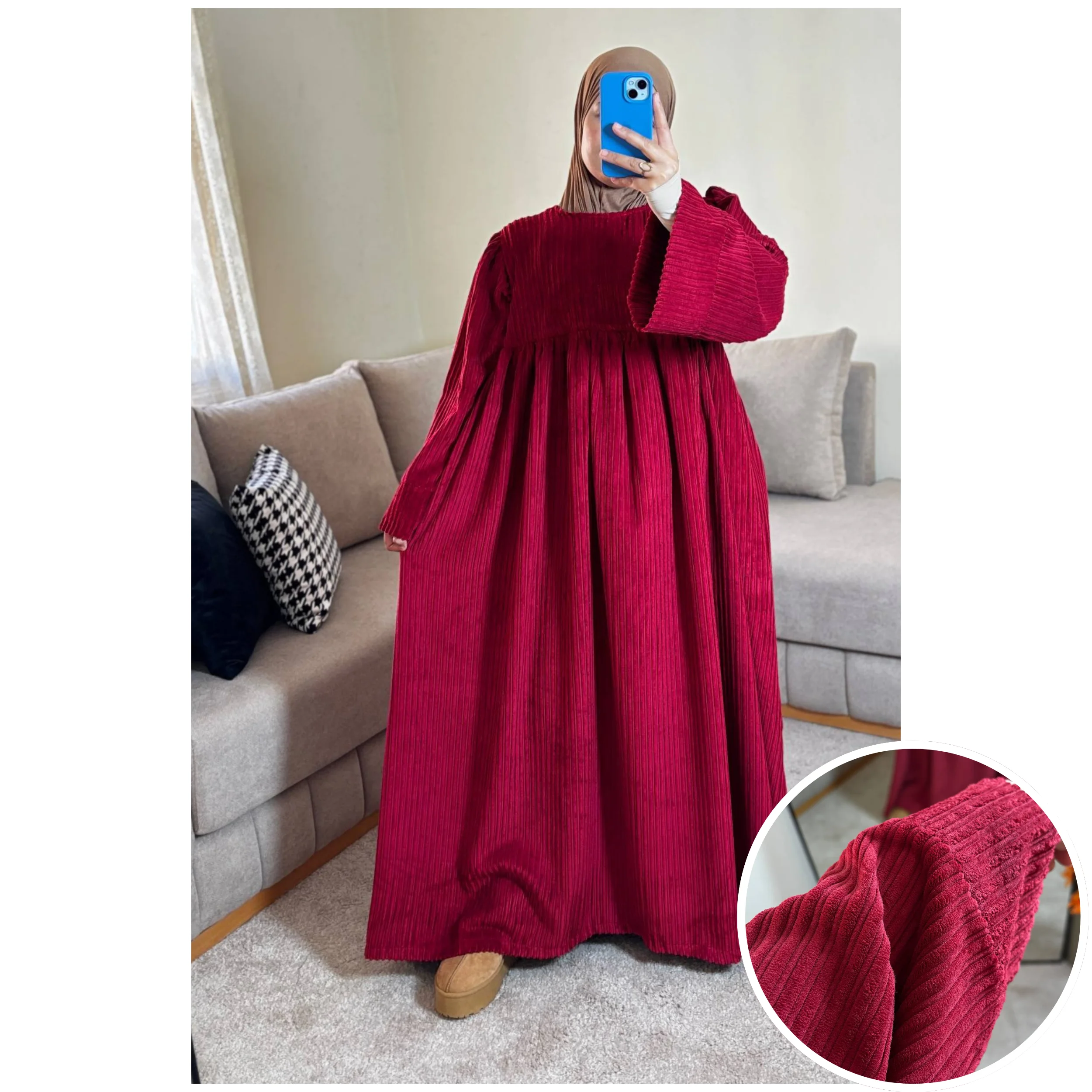 فستان نور بثوب قطيفة الغليضة