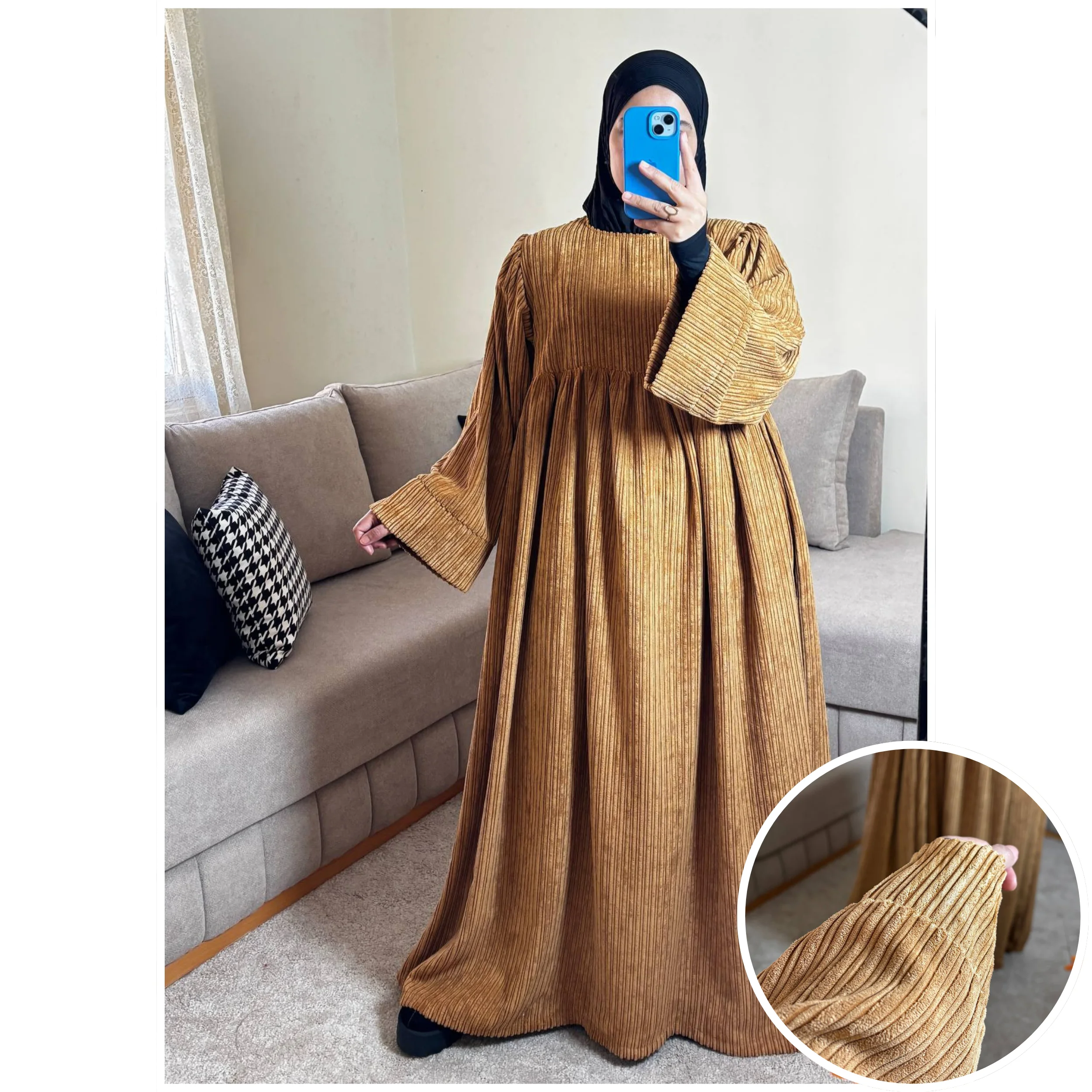 فستان نور بثوب قطيفة الغليضة