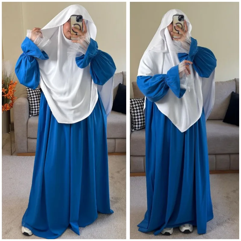 فستان أميرة شيبي غامق/حجاب مظلة أبيض