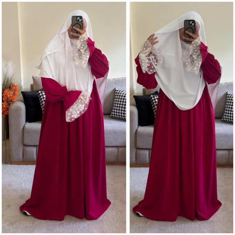 فستان أميرة غوزنديان/حجاب مظلة أبيض