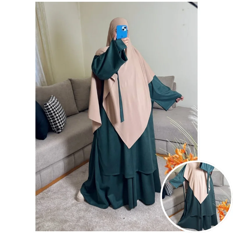 زيتي غامق\حجاب عفة بيج غامق درجة