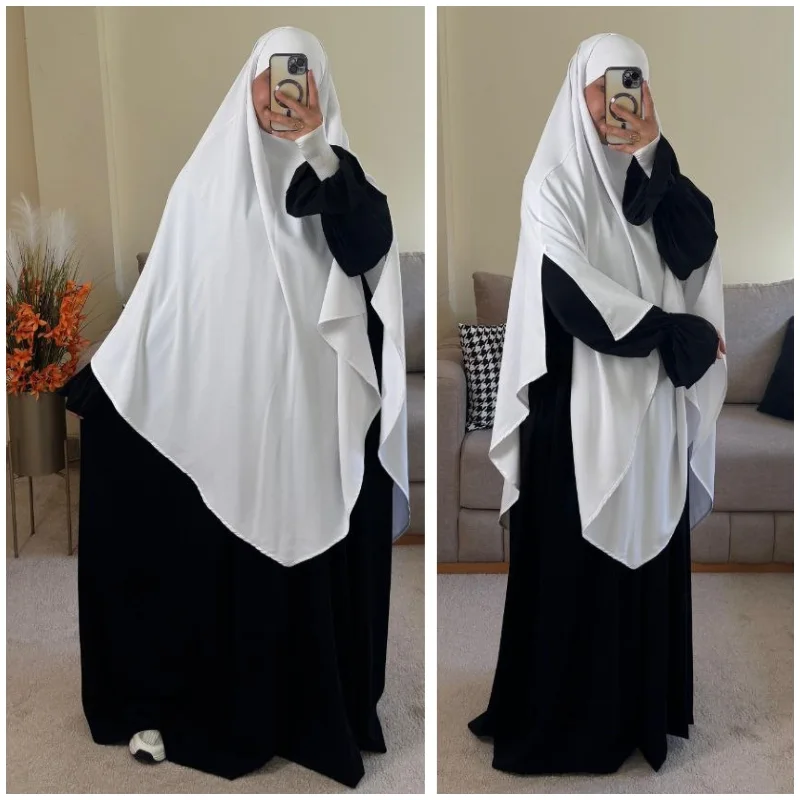 فستان أميرة أسود/حجاب فتحة يد أبيض