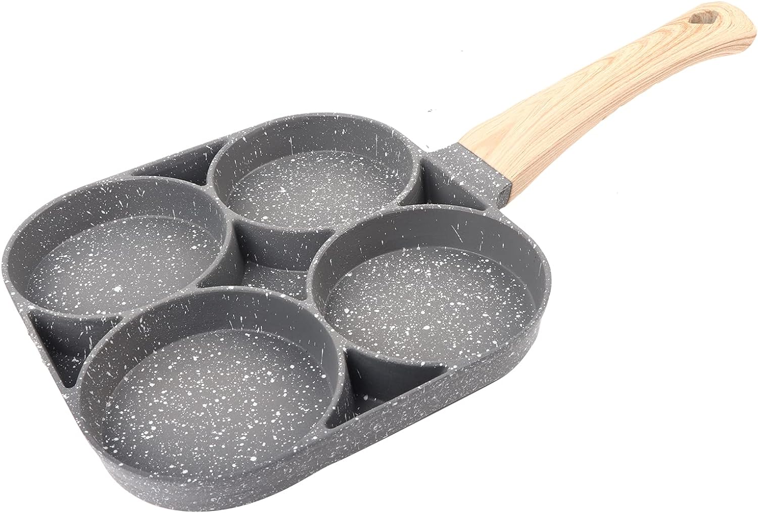 NC Poêle à omelette, 4 trous, multi-usage, poêle à crêpes, steak haché, œuf, poêle à crêpes, aluminium antiadhésif pour cuisinière à gaz et cuisinières à induction