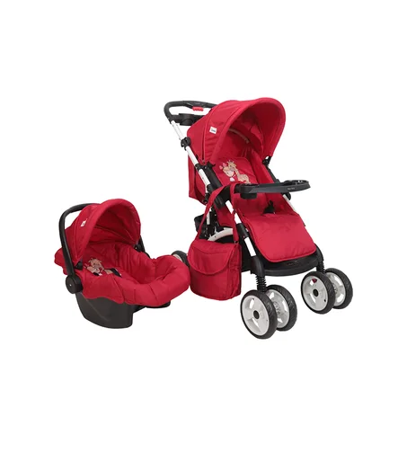 POUSSETTE RÉVERSIBLE + MAXI COSI + SAC A LANGER ROUGE – MON BÉBÉ