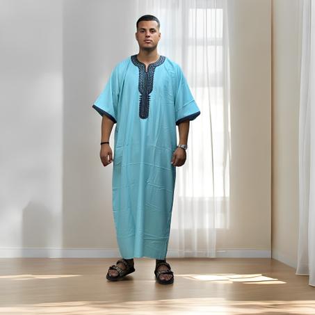 الجندورة المغربية الرجالية اللون أزرق سماوي