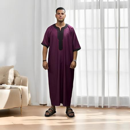 الجندورة المغربية الرجالية اللون أحمر غامق