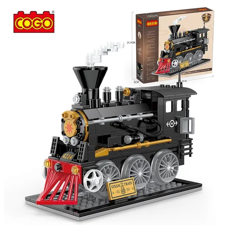 LOCOMOTIVE Á VAPEUR CLASSIQUE NOIR COGO COMPATIBLE LEGO 246PCS
