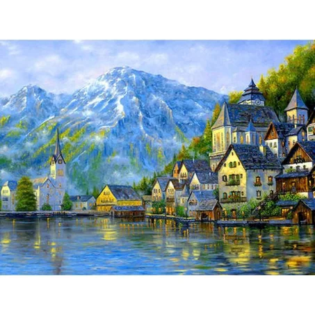 PUZZLE LAKESIDE TOWN DE 500 PIÈCES