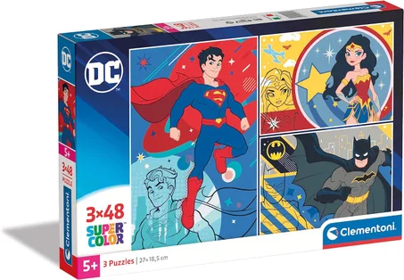PUZZLES CLEMENTONI SUPERCOLOR DC COMICS 3x48 PIÉCES