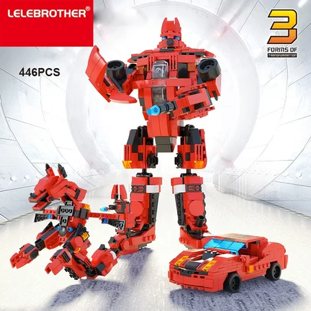 ROBOTS TRANSFORMERS - 3EN1 476 PCS ROUGE_BLANC_BLEU