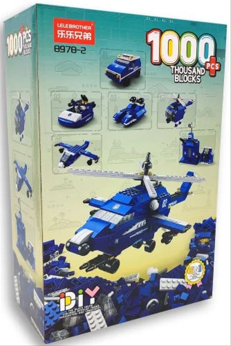 BLOCS DE CONSTRUCTION "POLICE" 6 EN 1, 1000 PIÈCES