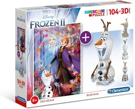 PUZZLE DISNEY FROZEN II SUPERCOLOR 104 PIÈCES + MODÈLE 3D - CLEMENTONI