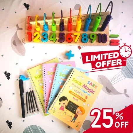 COFFRET PANNEAU DE CALCUL 3 EN 1 + LIVRES D'ENTRAINEMENT RÉINSCRIPTIBLE