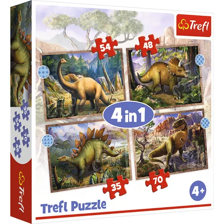 PUZZLE TREFL: DINOSAURS 4EN1