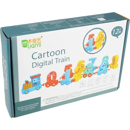 Train en bois Montessori avec wagons en forme de chiffres