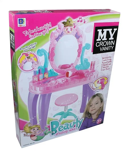 COIFFEUSE AVEC TABOURET ET ACCESSOIRES