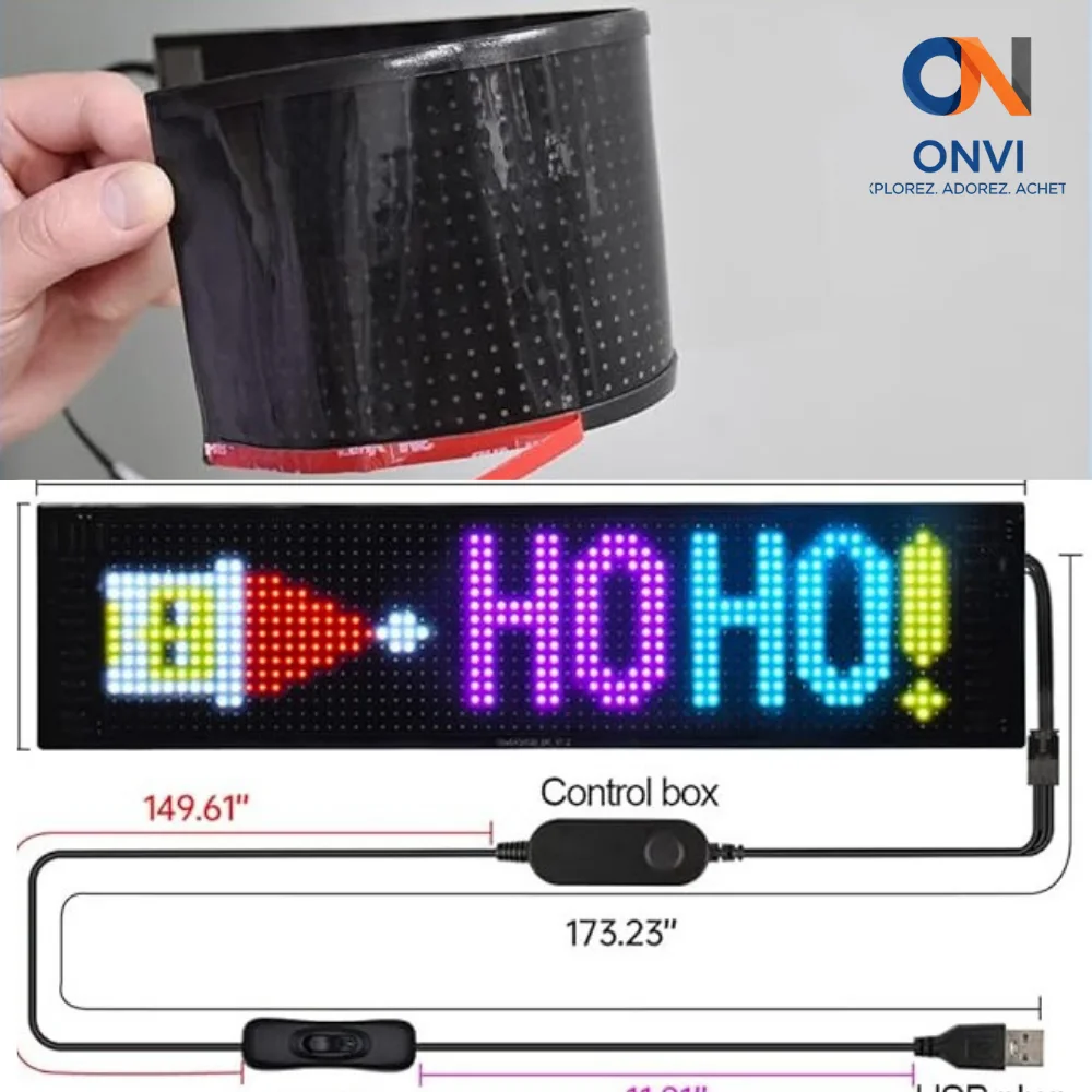 شاشة مصفوفة إضاءة ليد مرنة وقابلة للبرمجة للسيارة / المتجر | تحكم عبر تطبيق الهاتف