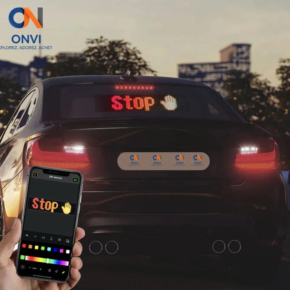شاشة مصفوفة إضاءة ليد مرنة وقابلة للبرمجة للسيارة / المتجر | تحكم عبر تطبيق الهاتف