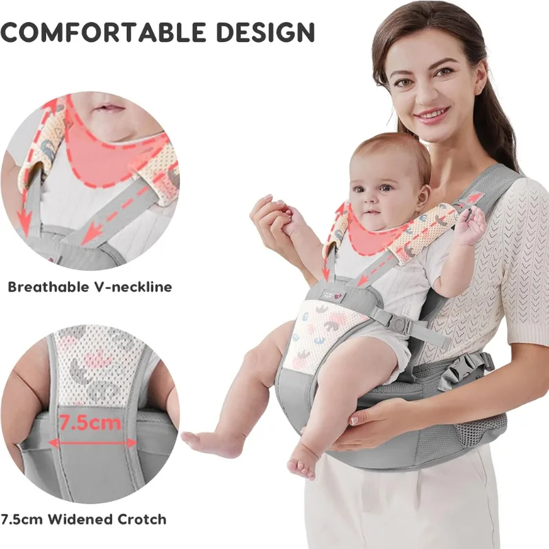 حمالة الأطفال الطبية والمريحة مع مقعد دعم – وداعاً لآلام الظهر والكتف! 👶✨