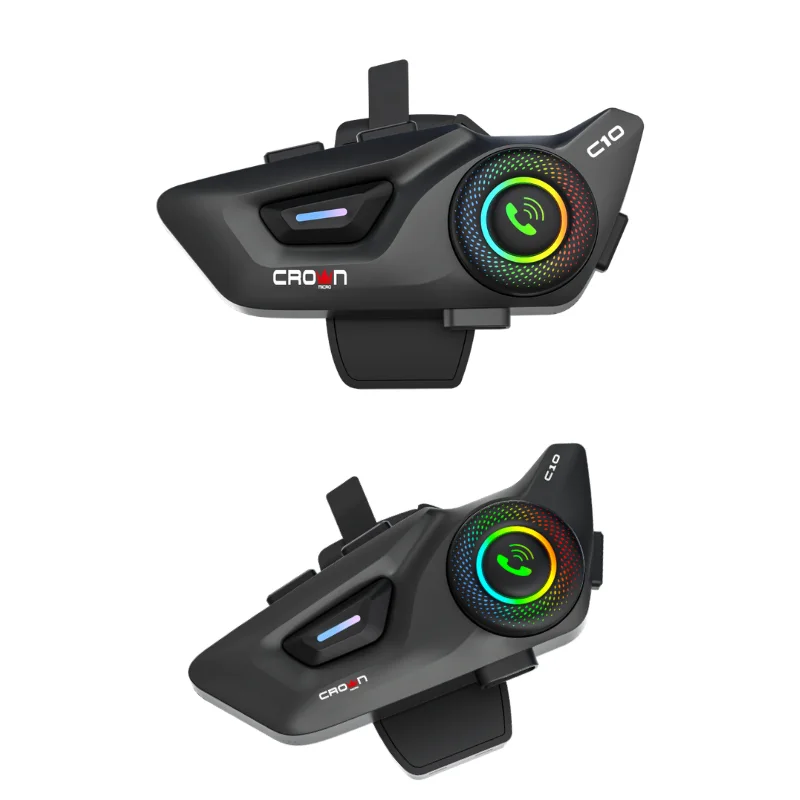 سماعة بلوتوث للخوذة Crown Micro C10 - صوت نقي وإضاءة RGB أنيقة