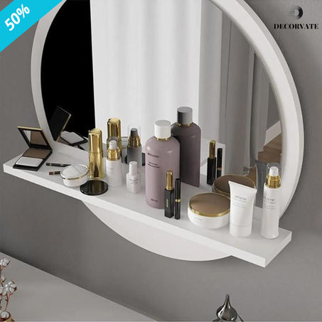 Miroir Rond Avec Étagère Moderne Et Élégant