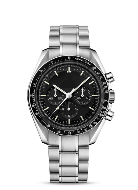 Lux watch Speedmaster Moonwatch Chronograph black dial Steel Men's Watch 42 MM.