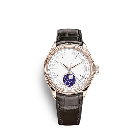 Watch Cellini Moonphase Cellini Moonphase 18K Rose Gold 39mm White Dial on Black Leather Strap