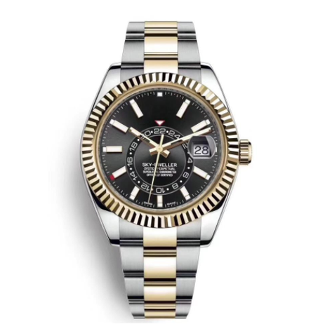 Watch Sky-Dweller Yellow Rolesor Sky-Dweller Watch - Black Index Dial - Oyster Bracelet 326933